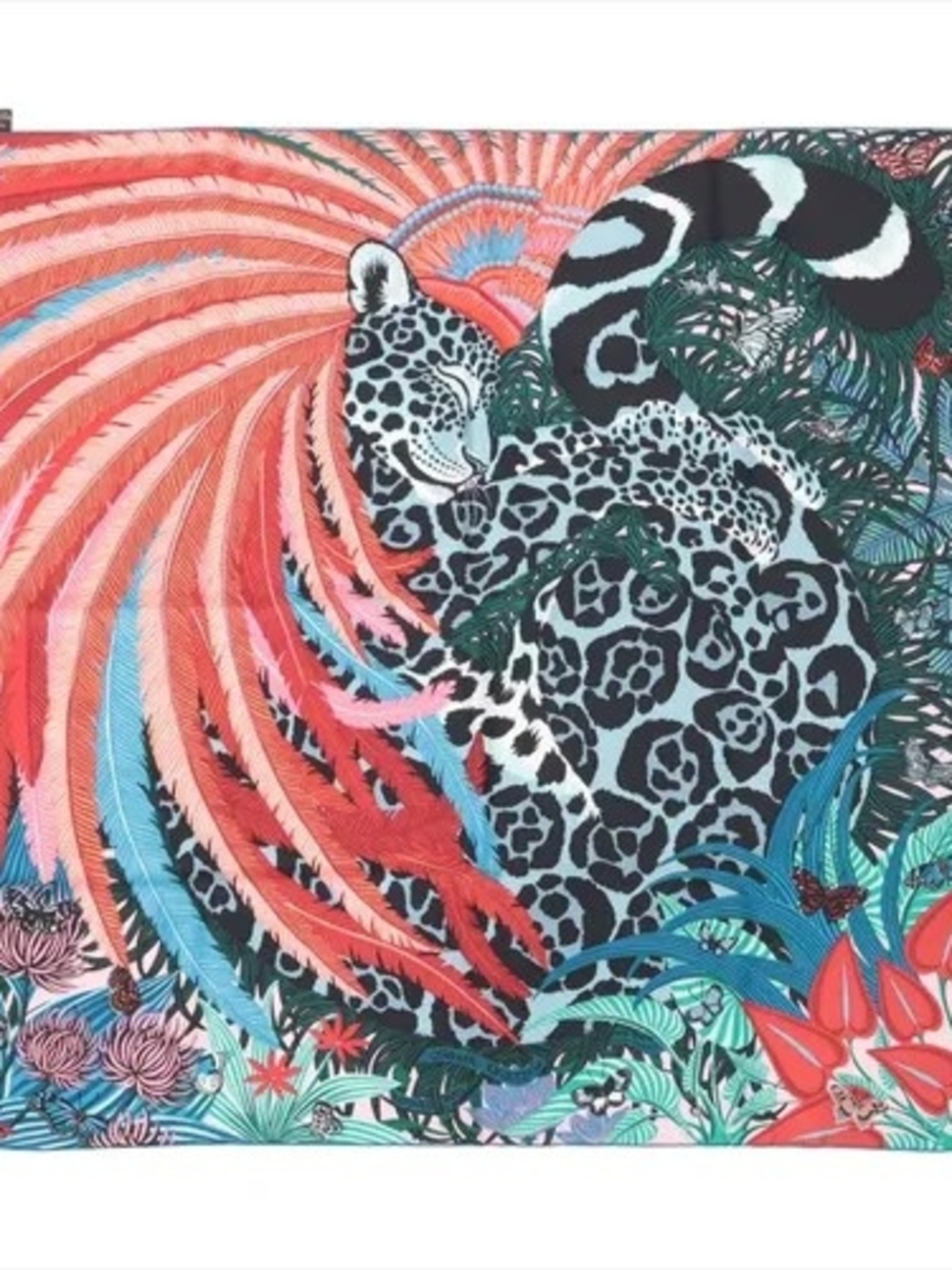 Hermès 90cm Rare JAGUAR QUETZAL Silk Scarf Multicolor Hermes